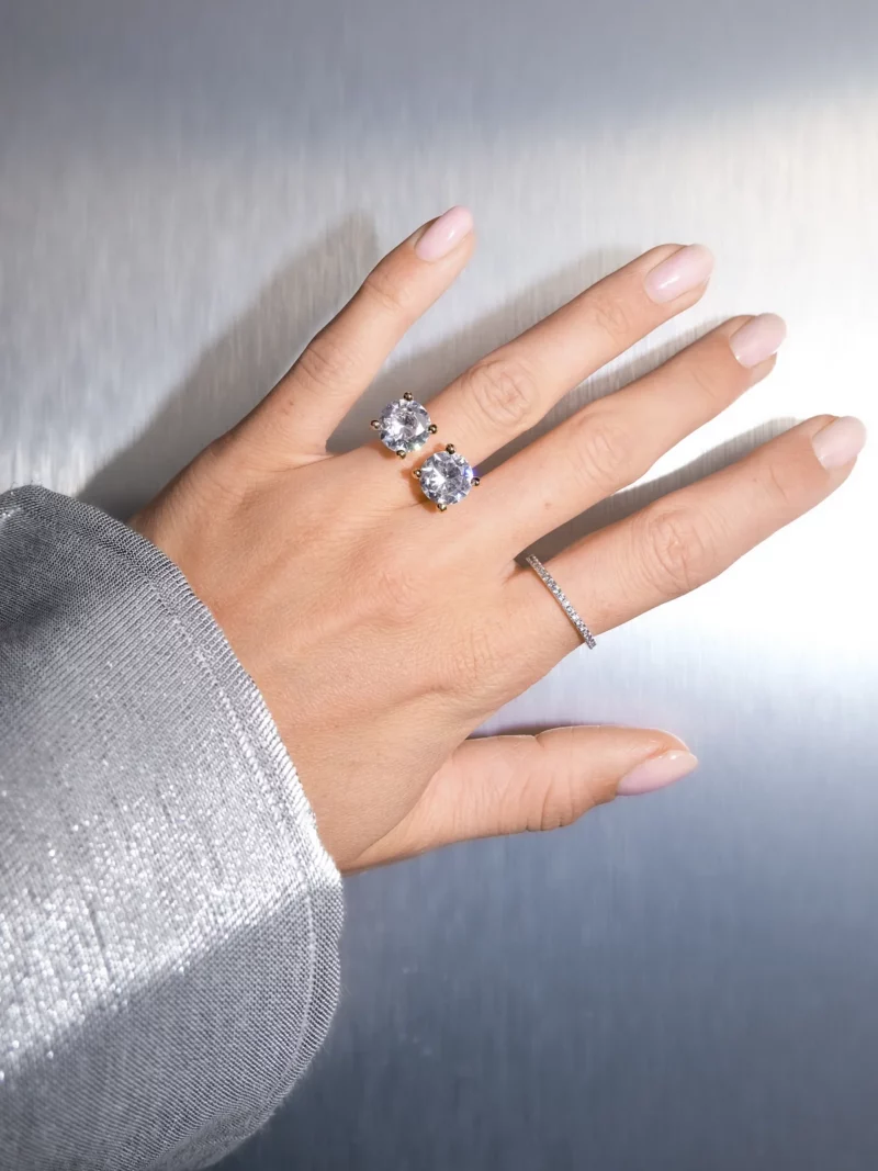 Double diamond ring silver