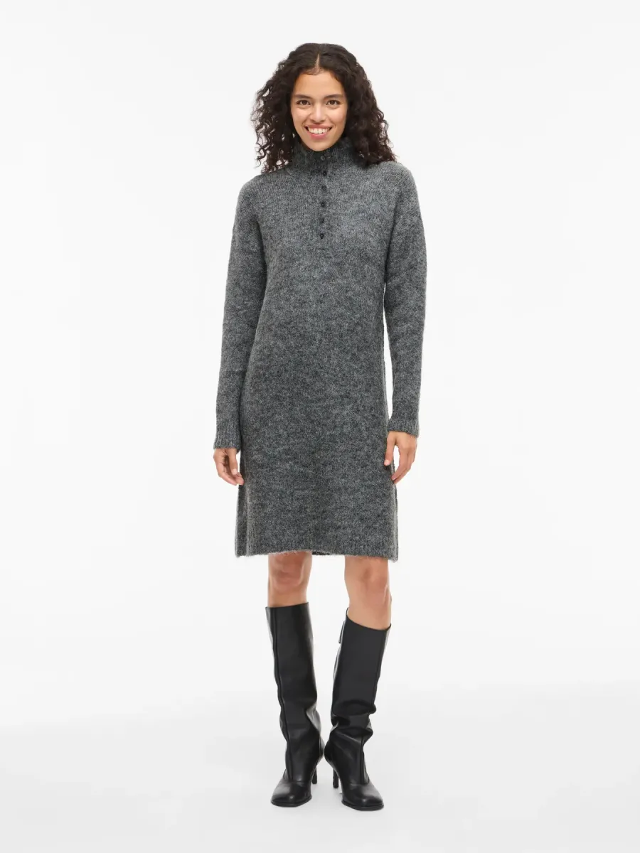 Vininny high neck knit dress grey