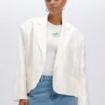 Jackie satin blazer off white