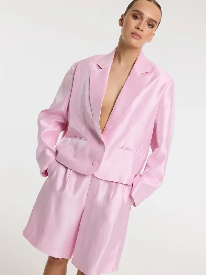 Jackie satin blazer soft pink