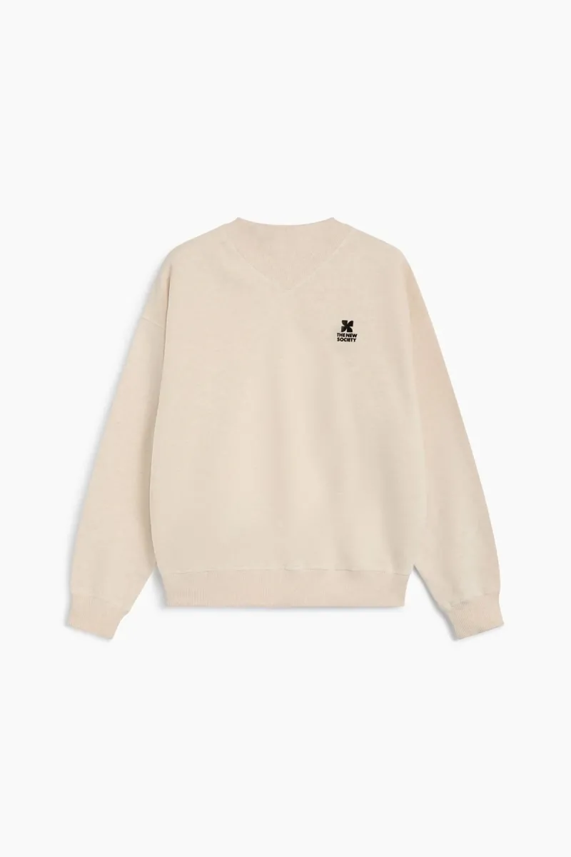 TNS logo rib collar sweatshirt white melange