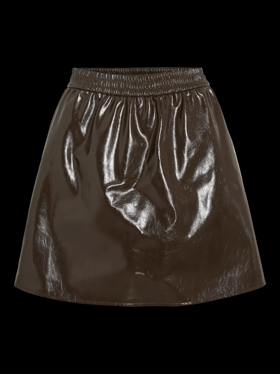 Vishinny PU skirt brown