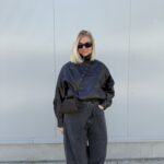 Buckle leather jacket chocolate