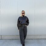 Buckle leather jacket chocolate