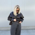 Buckle leather jacket chocolate