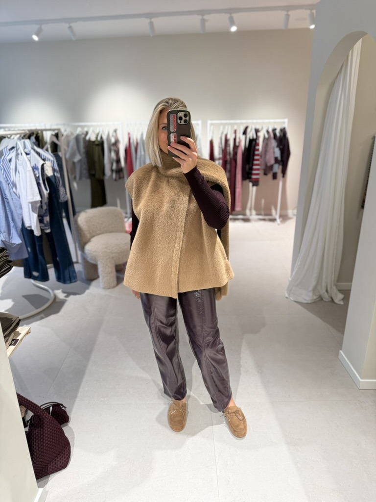 Gilet fourrure camel