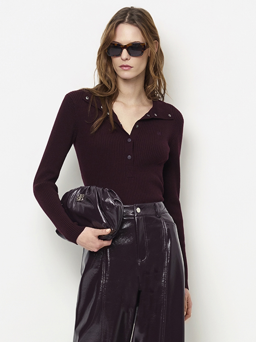 Lisai knitted polo plum