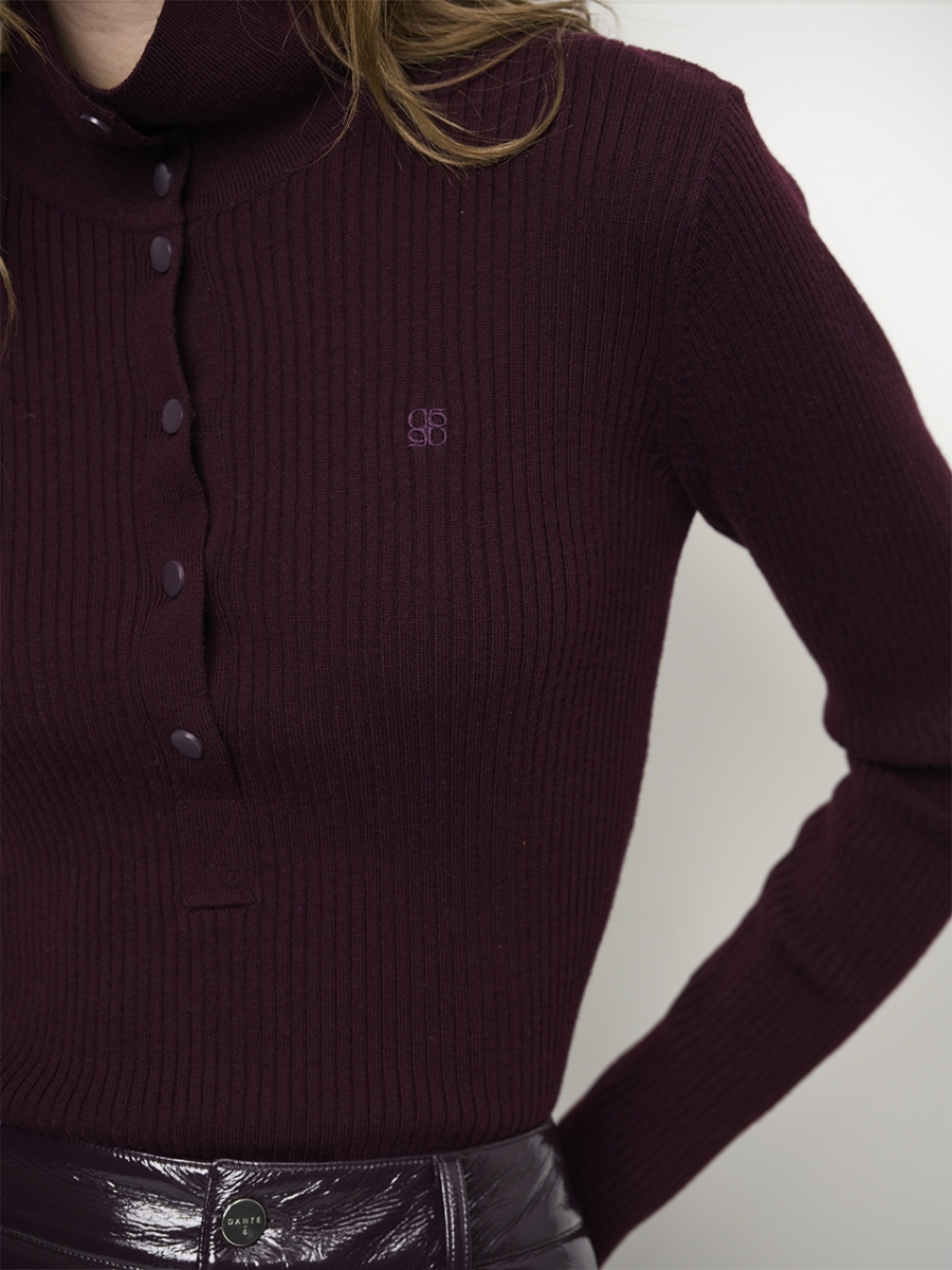Lisai knitted polo plum