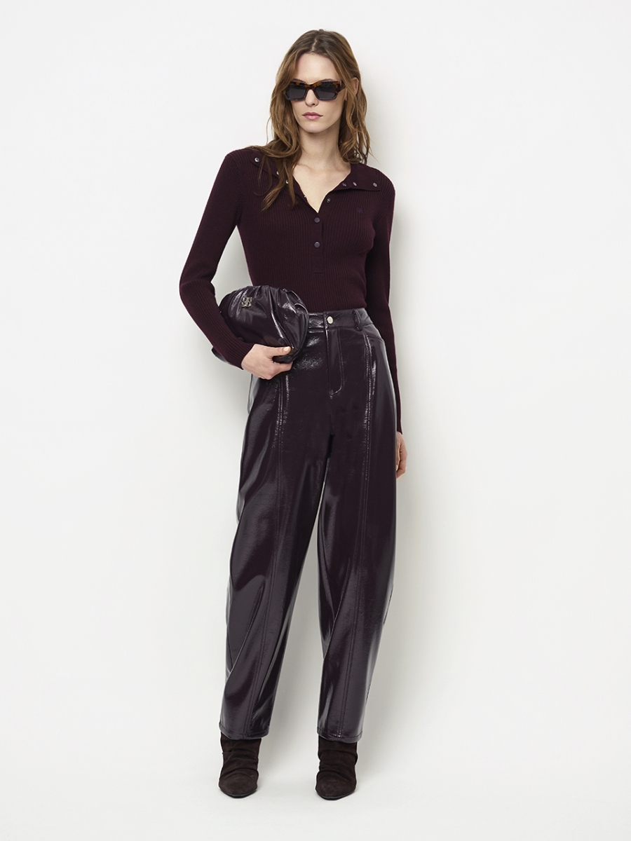 Lisai knitted polo plum