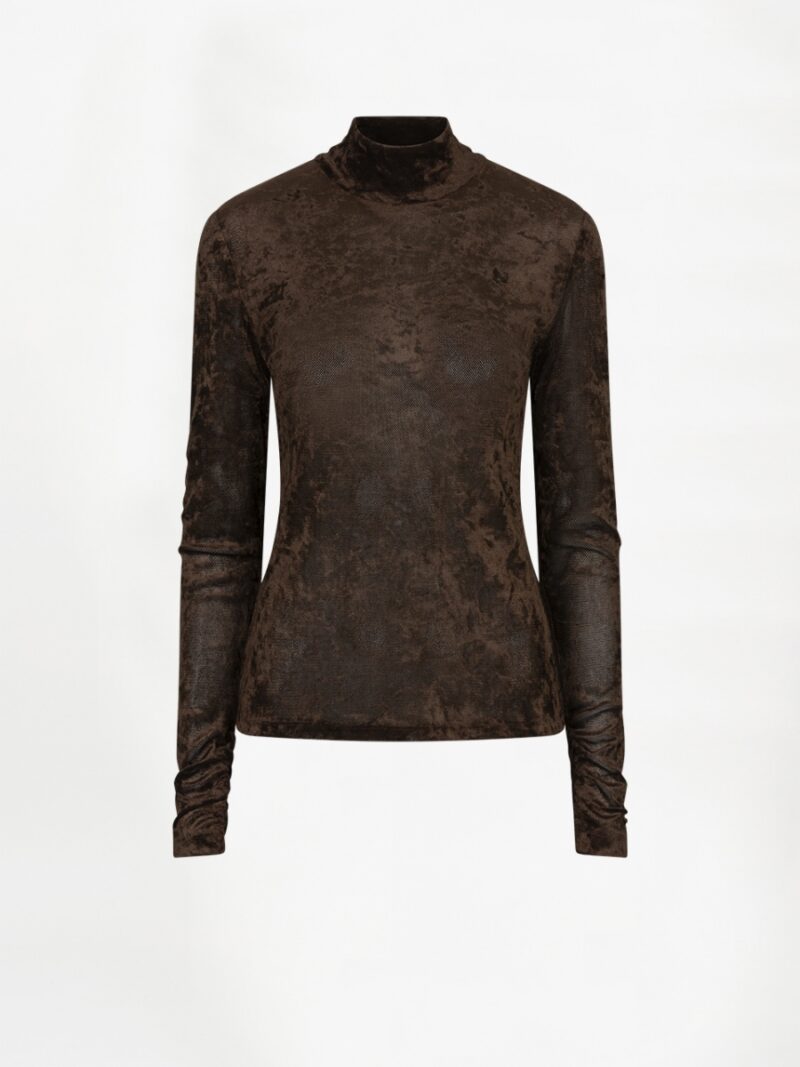 Olya top velvet mesh brown