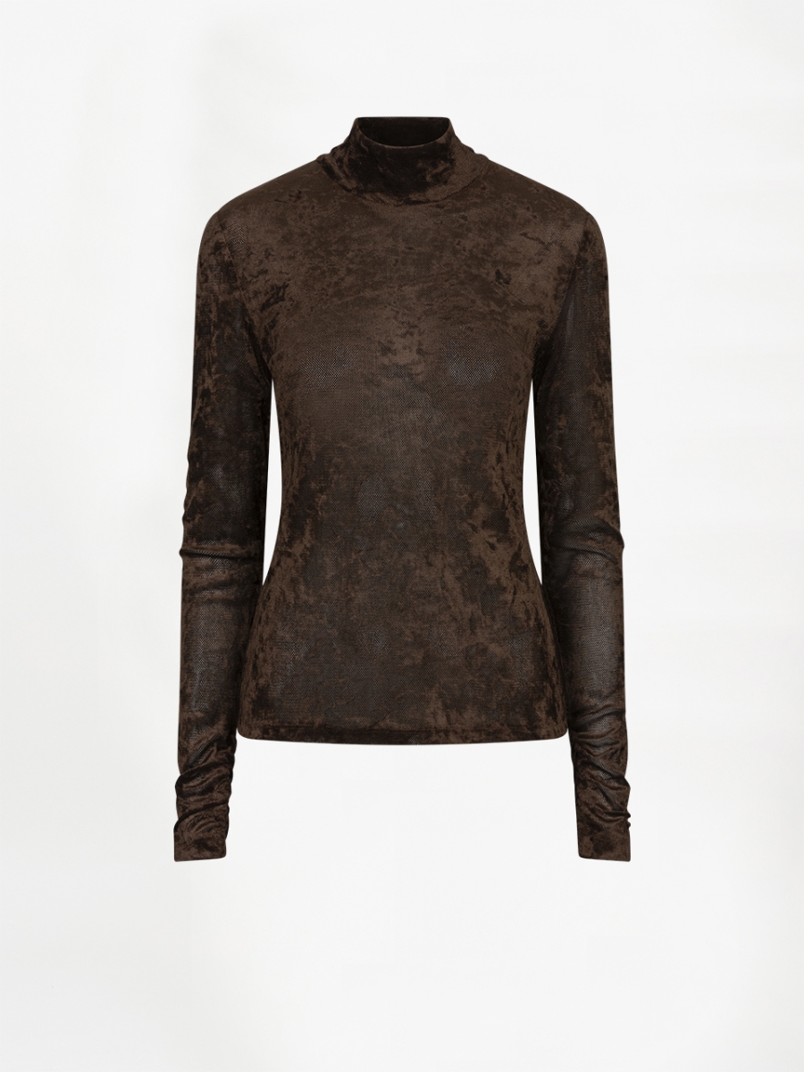 Olya top velvet mesh brown