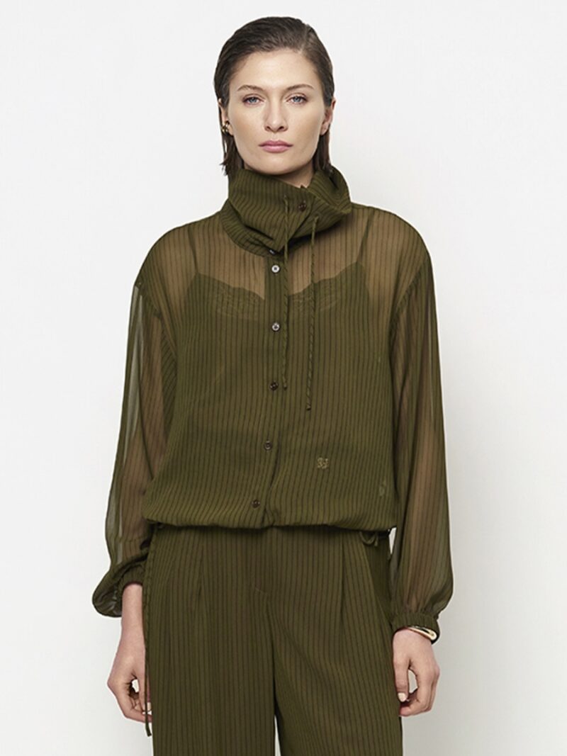 Shapiro pinstripe shirt olive
