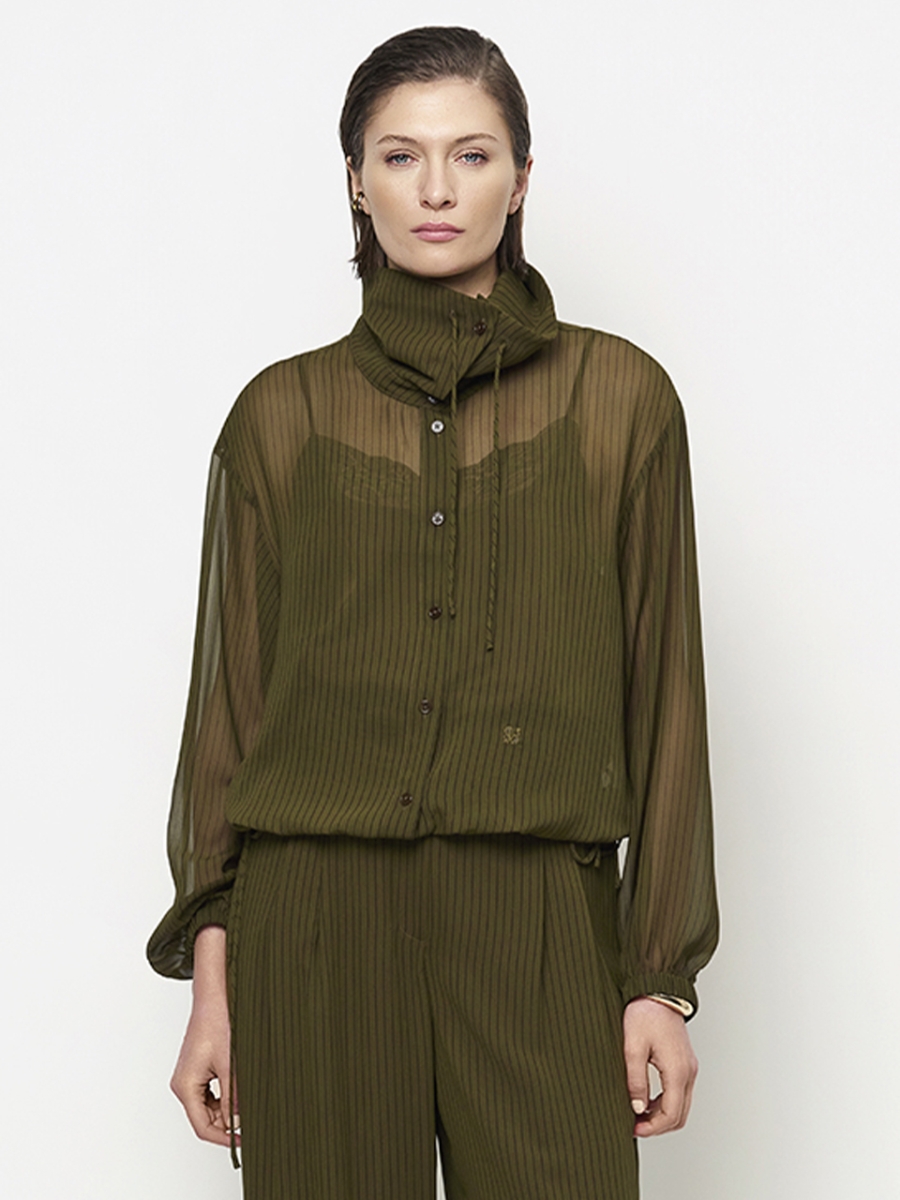 Shapiro pinstripe shirt olive