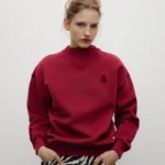 TNS logo rib collar sweatshirt rumba red