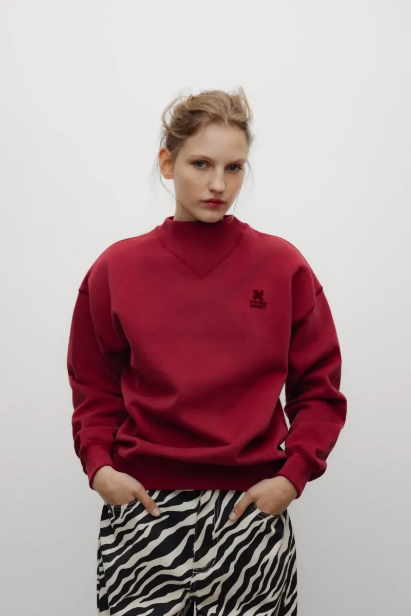 TNS logo rib collar sweatshirt rumba red