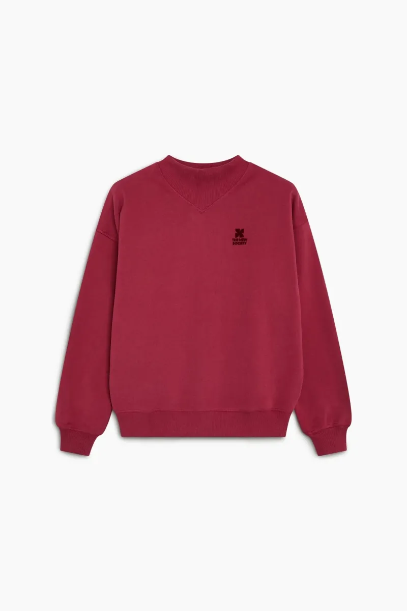 TNS logo rib collar sweatshirt rumba red