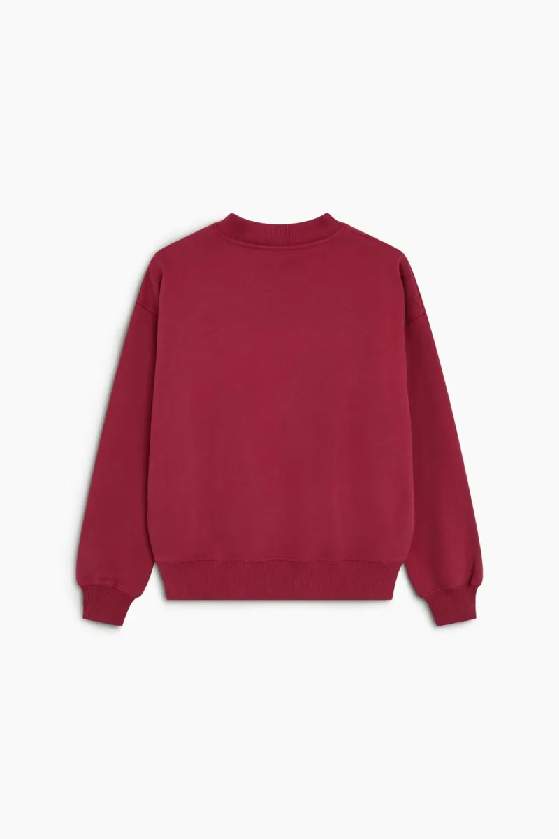 TNS logo rib collar sweatshirt rumba red
