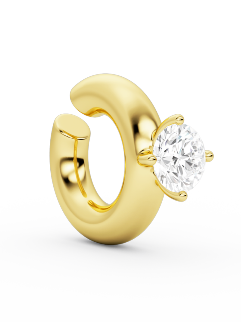 Solitaire chunky kos earcuff gold