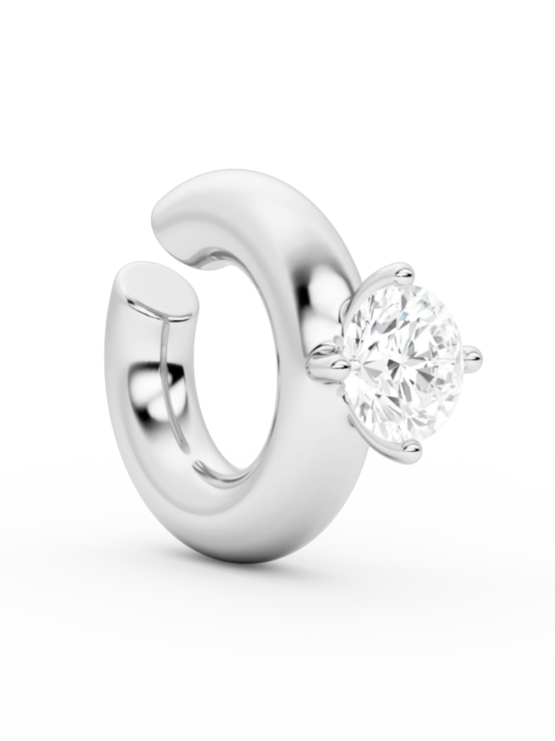 Solitaire chunky kos earcuff silver