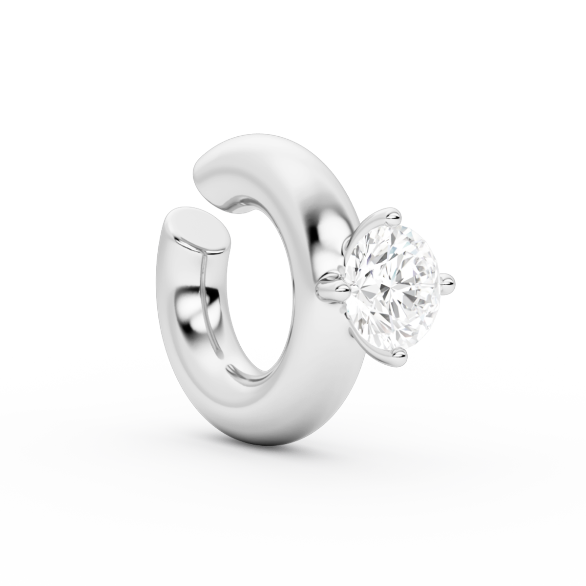 Solitaire chunky kos earcuff silver